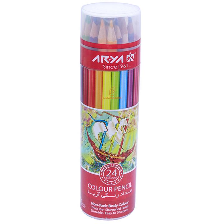 مداد رنگی 24 رنگ لوله ای طرح طوفان آریا ARYA